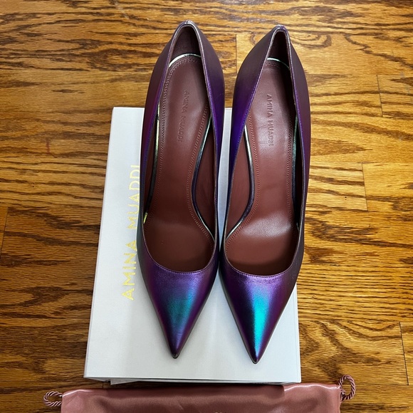 Amina Muaddi Ami 95mm Iridescent pumps in 41.5 - Picture 3 of 10